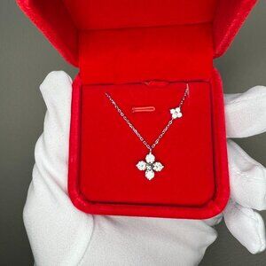 Moissanite Flower Pendant Necklace: Sterling Silver Floral Design